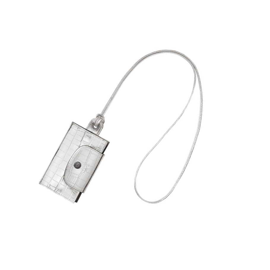Longchamp Le Pliage Cuir Croco Kartenhalter Damen Silber | CH-32EOAFZ