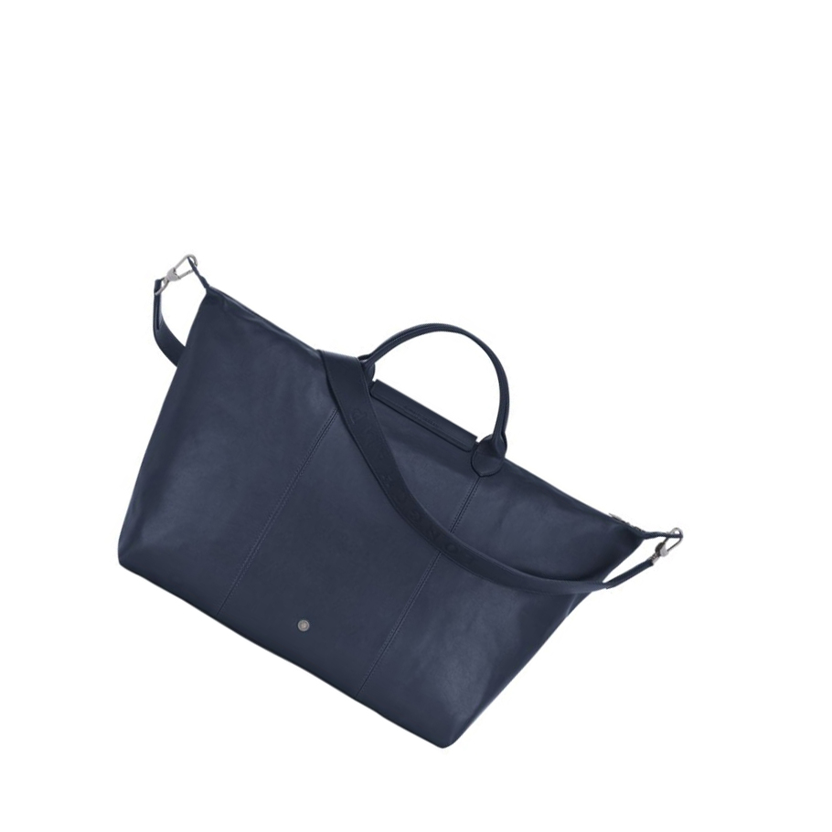Longchamp Le Pliage Cuir L Reisetaschen Damen Navy | CH-01PGVJA