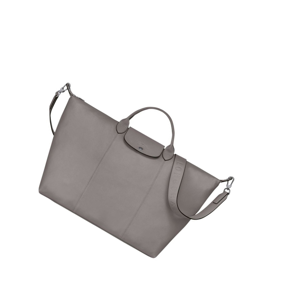 Longchamp Le Pliage Cuir L Reisetaschen Damen Grau | CH-26NGJCB