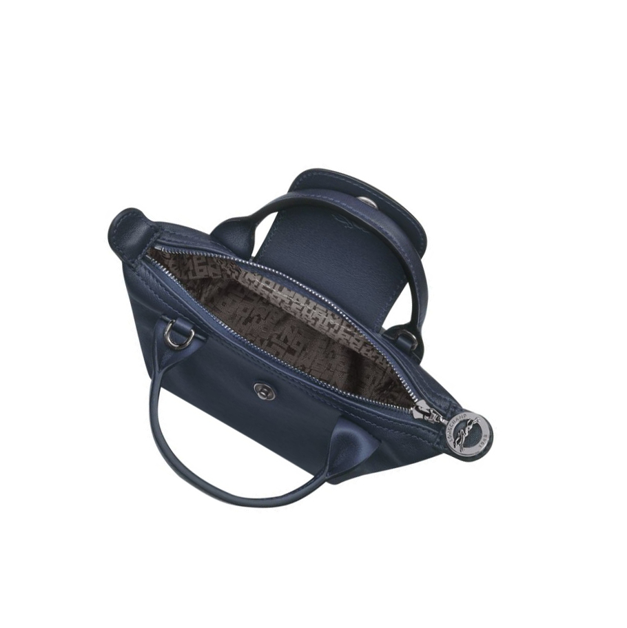 Longchamp Le Pliage Cuir crossbody taschen Damen Navy | CH-04IBLGA