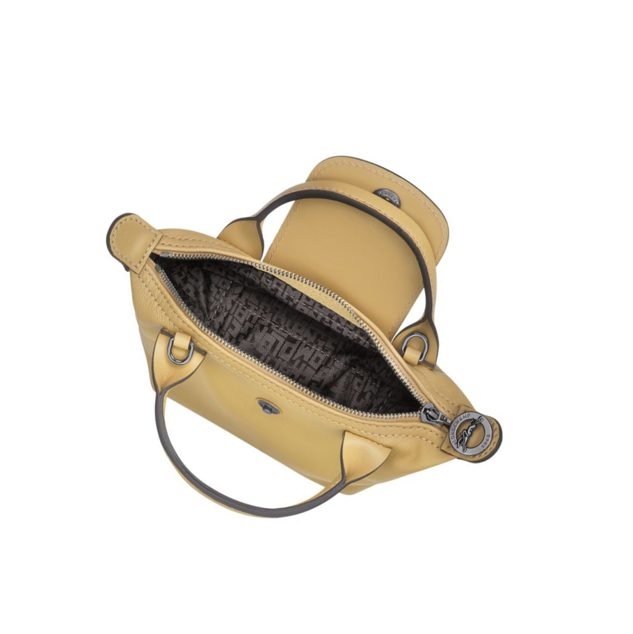 Longchamp Le Pliage Cuir crossbody taschen Damen Beige | CH-90ZSRLC