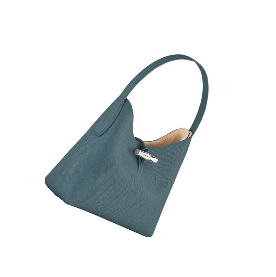 Longchamp Roseau M Schultertaschen Damen Blau | CH-46DHNBJ