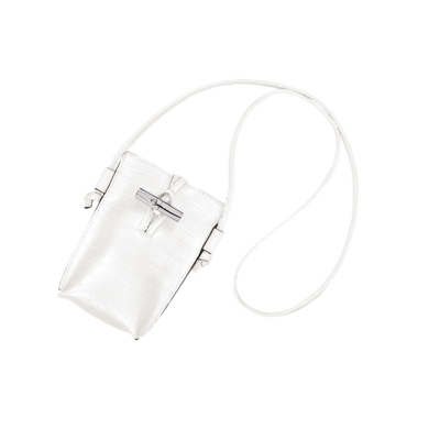 Longchamp Roseau Croco Handyhülle Damen Weiß | CH-04SFXDR